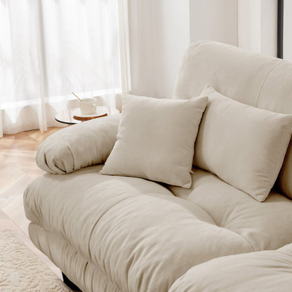 Sectional Sofa U-Shape Chenille Light Coffee 3 Seat 2 Ottomans