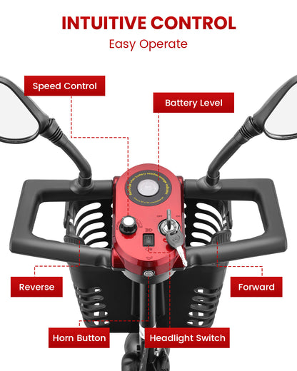 Mobility Scooter 4-Wheel Folding 350W Front Basket