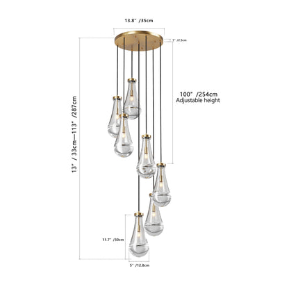 Chandelier 7-Light Pendant Adjustable Black Living Room Foyer Stairwell
