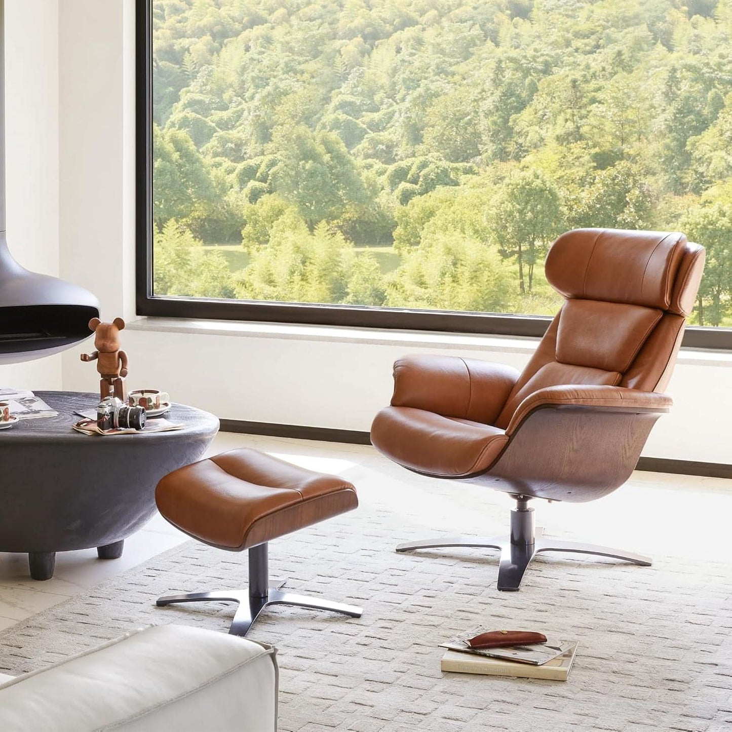Saddle Leather Adjustable Headrest Reclining Chair