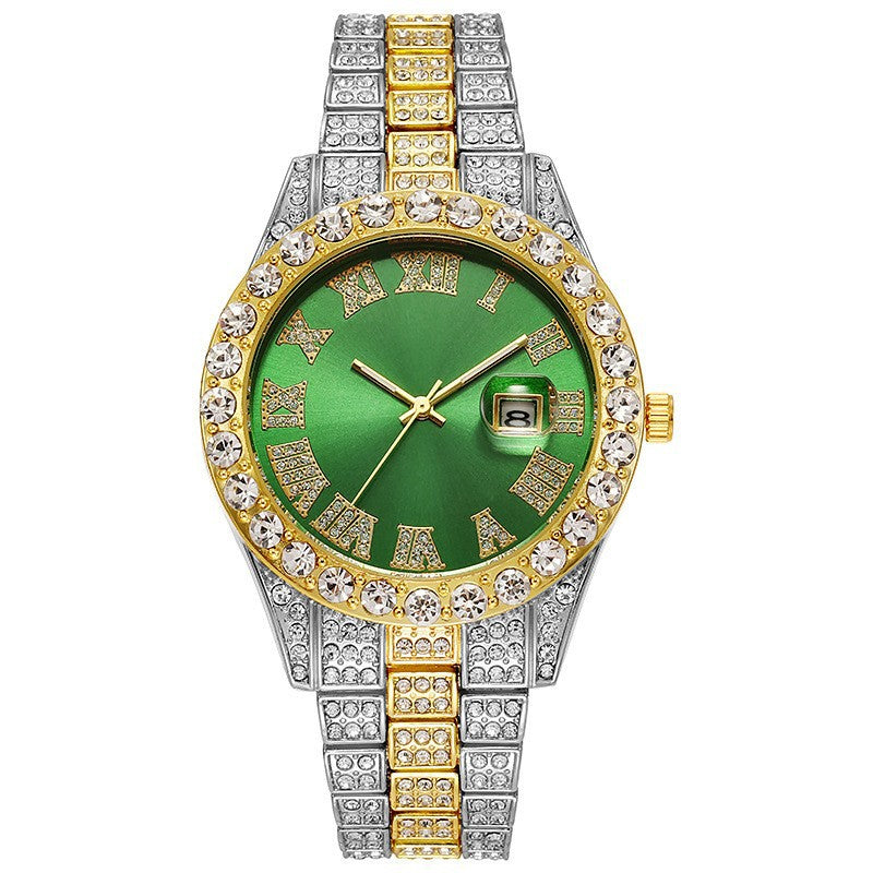 Men's Steel Strap Hip-hop Roman Quartz Watch