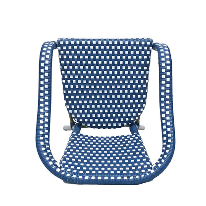 Outdoor Bistro Chair Set of 2, Rattan Wicker Aluminum Frame, White and Navy