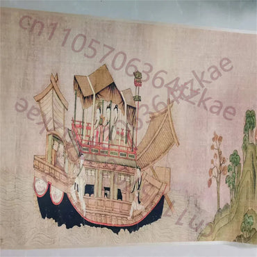 Gu Kaizhi “Ode to the Luo God” Scroll – Watercolor Ink Long Painting (225×30cm)