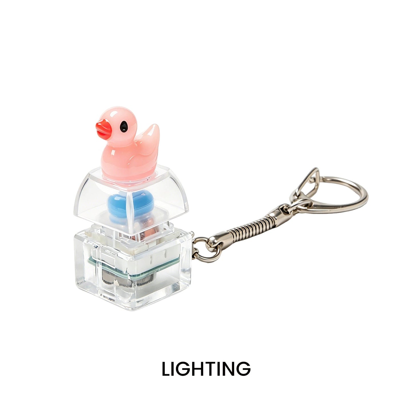 DOWMOO Glowing Button Squeeze Keychain - Glowing, Press And Flashing, Stress-Relief Pendant - Little Duck Keychain