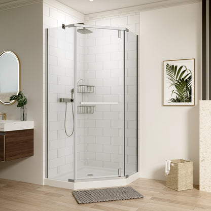 Pivot Shower Door 34.75 x 72 in. Frameless Neo-Angle Chrome, 1/4in Tempered
