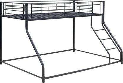 Heavy Duty Twin Over Queen Metal Bunk Bed In Black