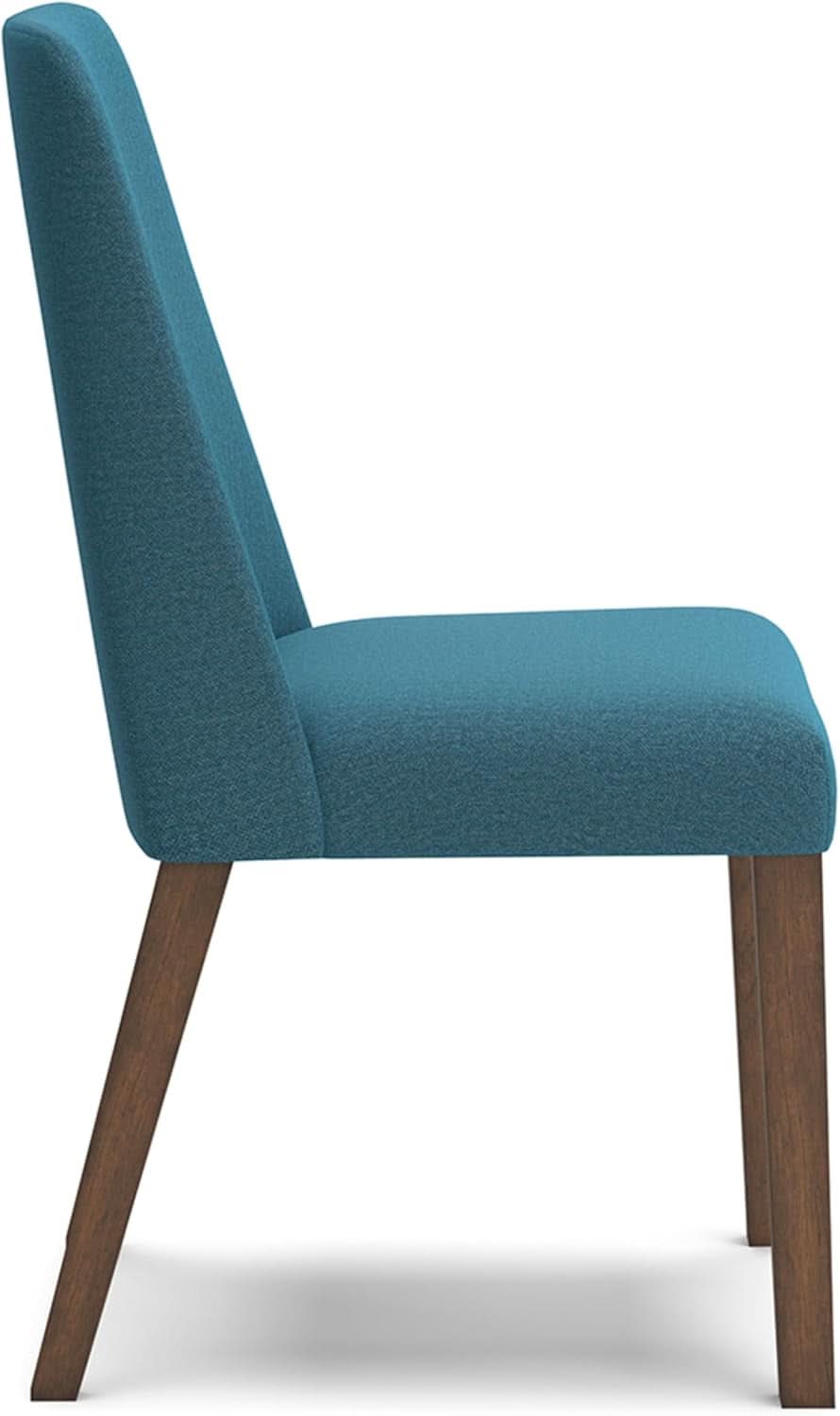 Upholstered Side Chair Set Blue And Brown Foam Cushioned