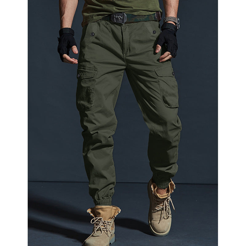 Mens Slim-fit Multi-pocket Work Trousers