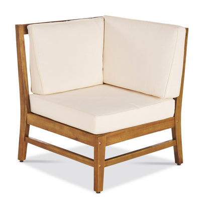 Outdoor Sectional Set Acacia Wood Cream 6 Piece Modular Seats 5