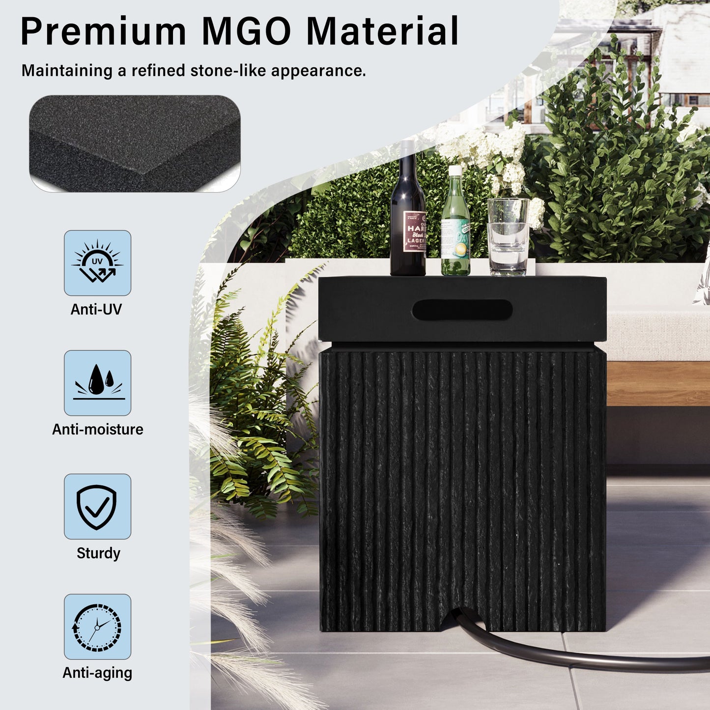 2-Piece Fire Pit Set: 41.9 in Propane Fire Pit 40,000 BTU with Lava Rocks and MGO Tank Cover