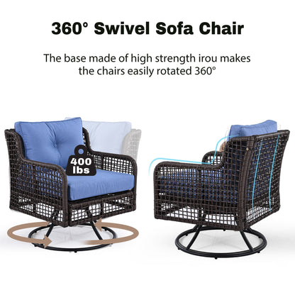 Outdoor Patio Set PE Rattan 4 Piece Swivel Chair Seats 5