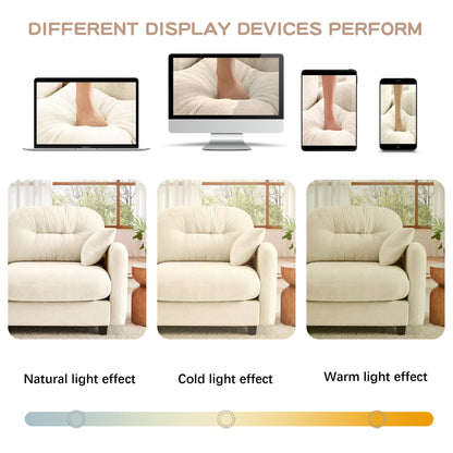 Sectional Sofa L-Shape Modular Chenille Beige Cloud Style with Ottoman