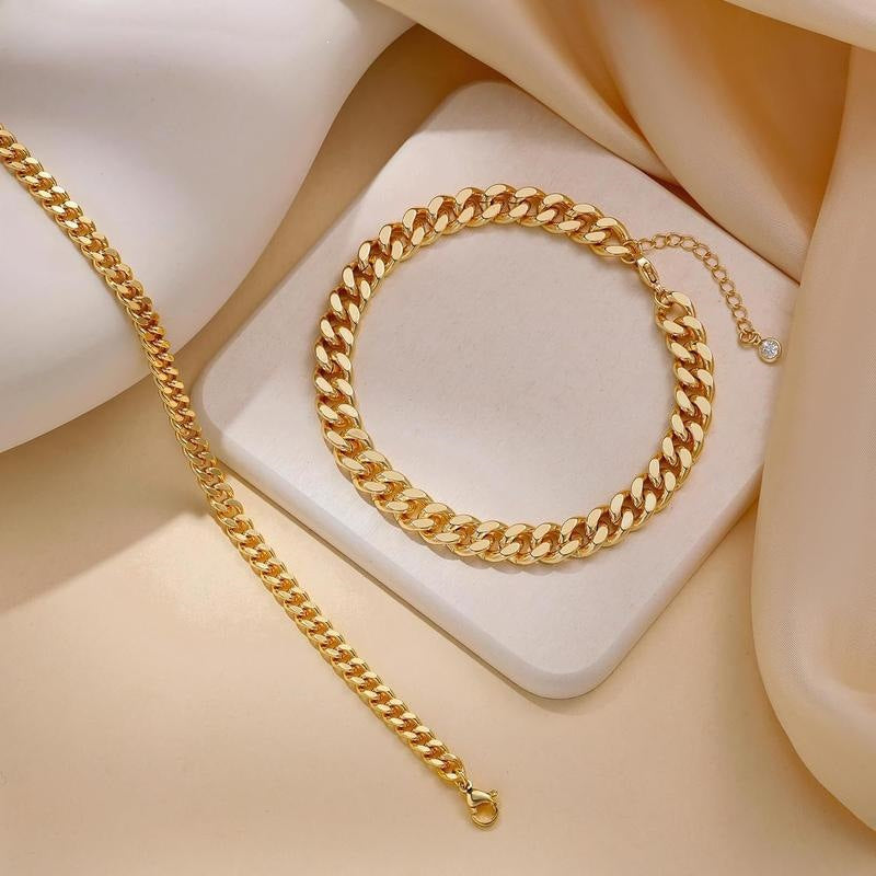 Cuban Chain Anklet  Stainless Steel Stackable Double-layer Foot Jewelry