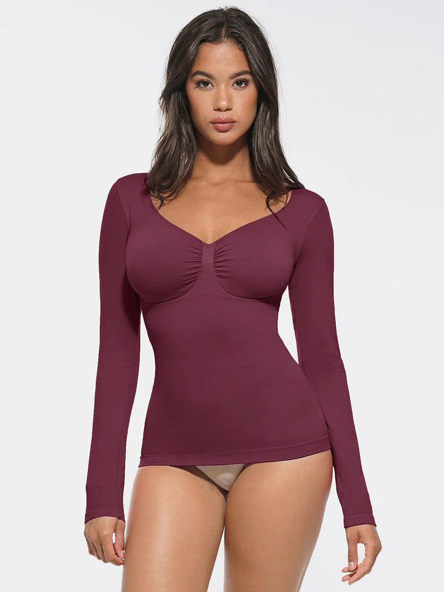 Seamless Diamond Neck Bust Support Waist And Tummy Control Shaping Top