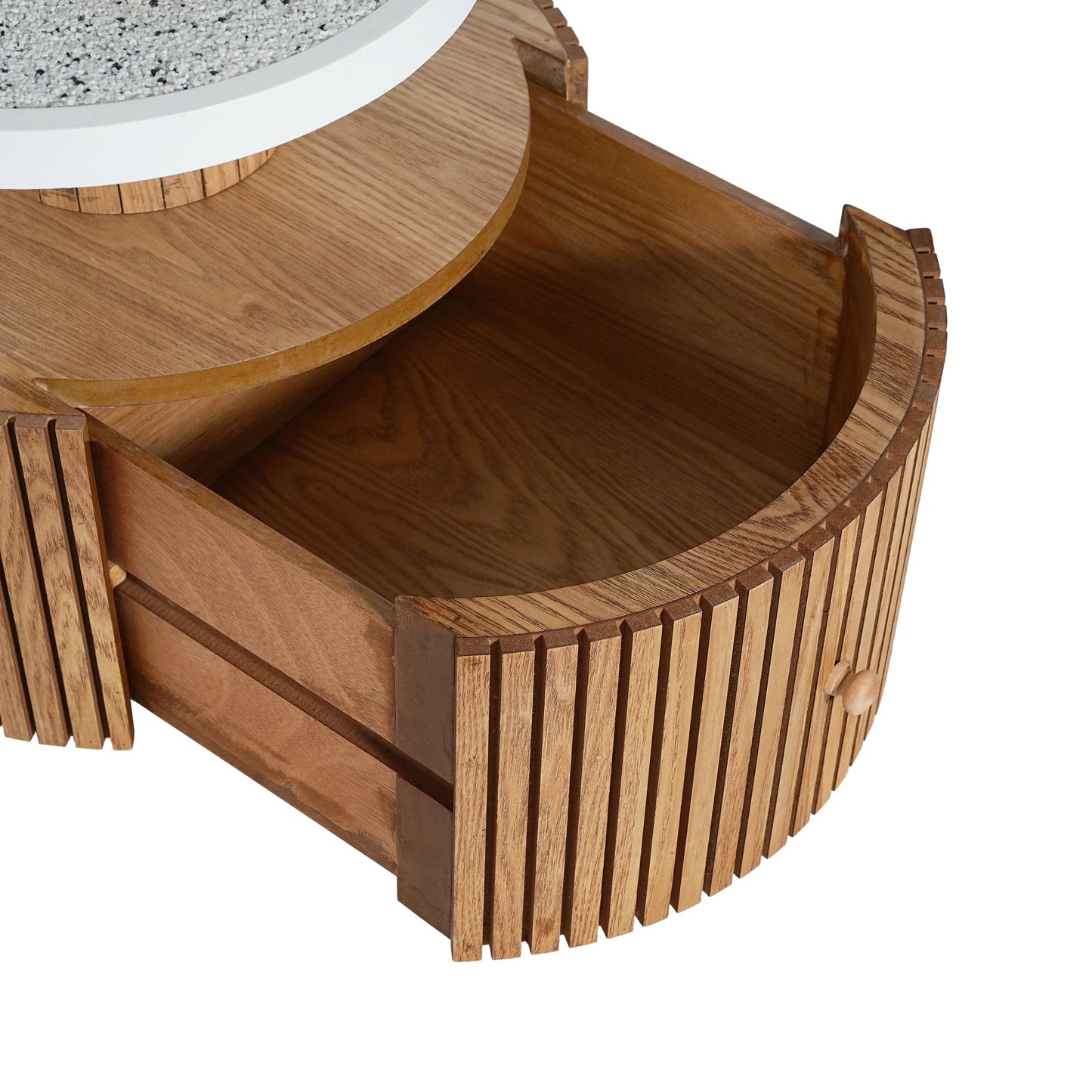 Four-Leaf Clover Side Table, Accent Table with Wood-Grain Base, Storage