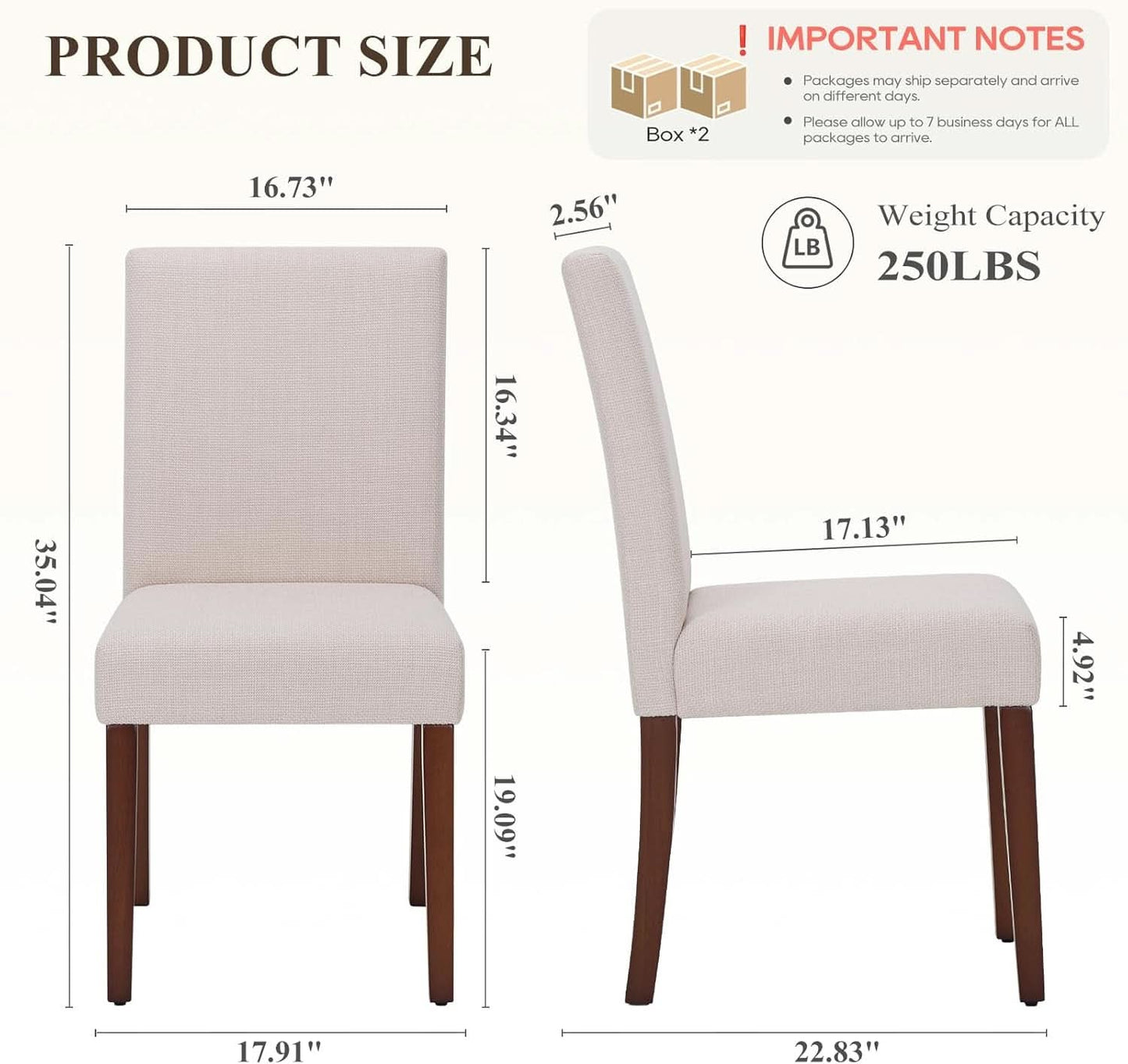 Beige Upholstered Parsons Dining Chairs Hardwood Legs