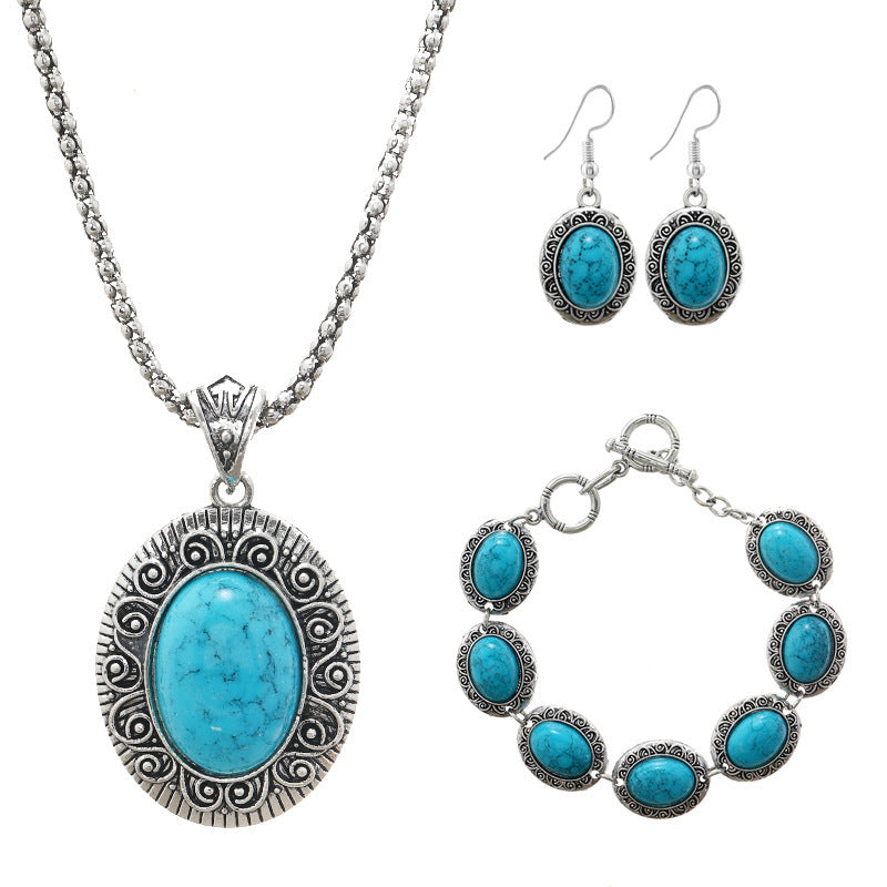 European And American Ethnic Bohemian Turquoise Necklace For Women