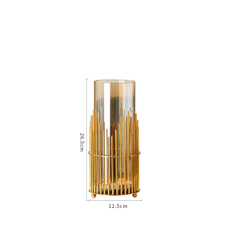Household European Style Simple Metal Glass Vase