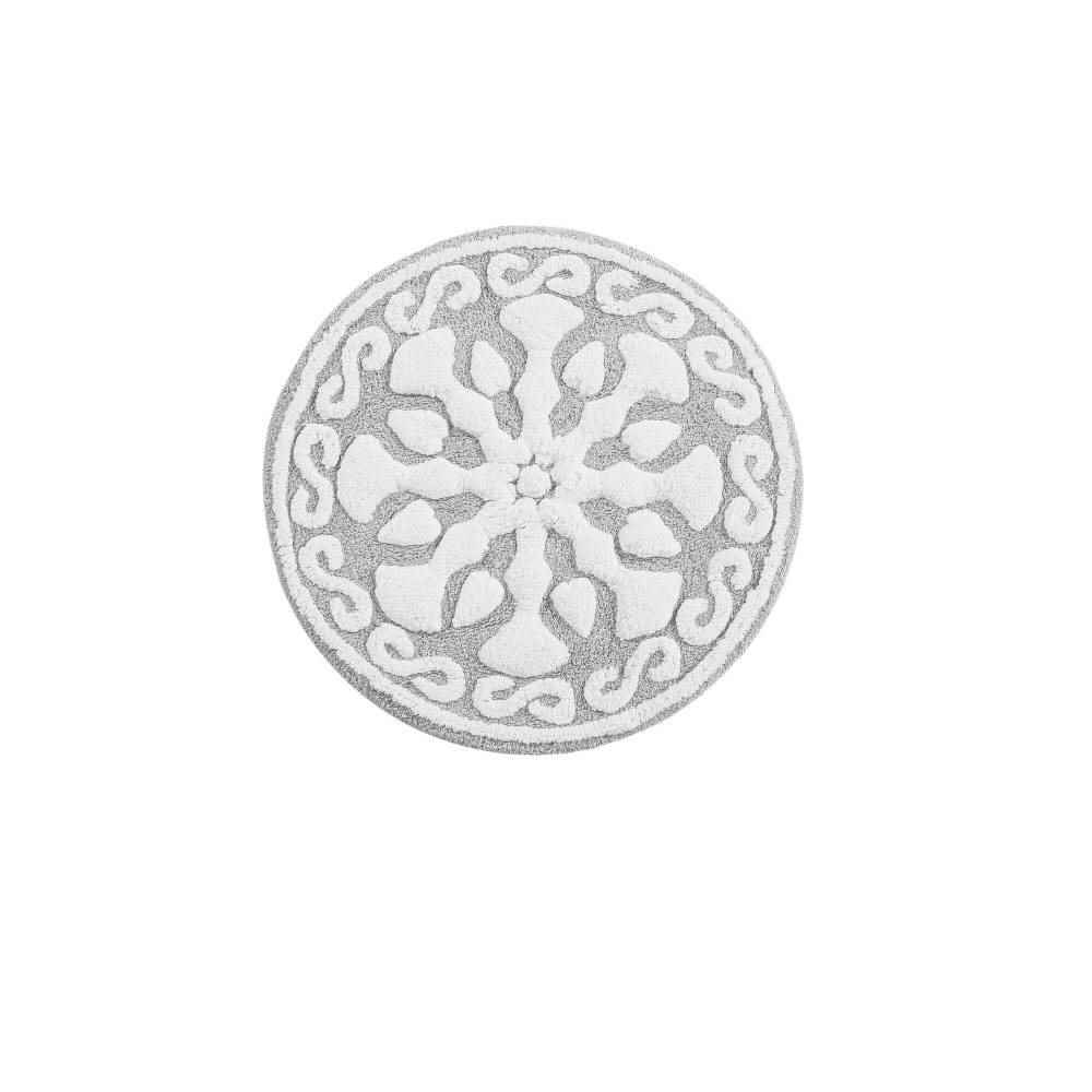 Round Medallion Tufted Cotton Bath Rug – 25", Plush, Super Absorbent, Machine Washable