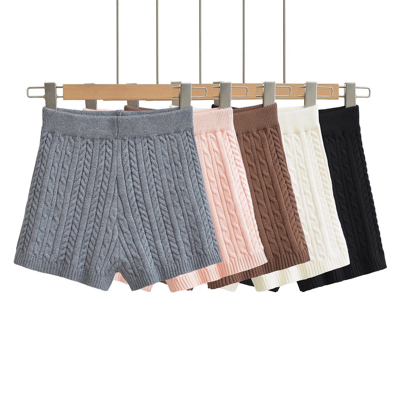 Versatile Solid-Color Tight Knitted Shorts