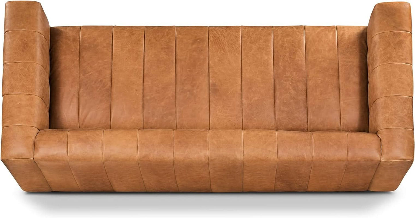 Canale 86 Inch Sofa Full Grain Italian Leather Cognac Tan