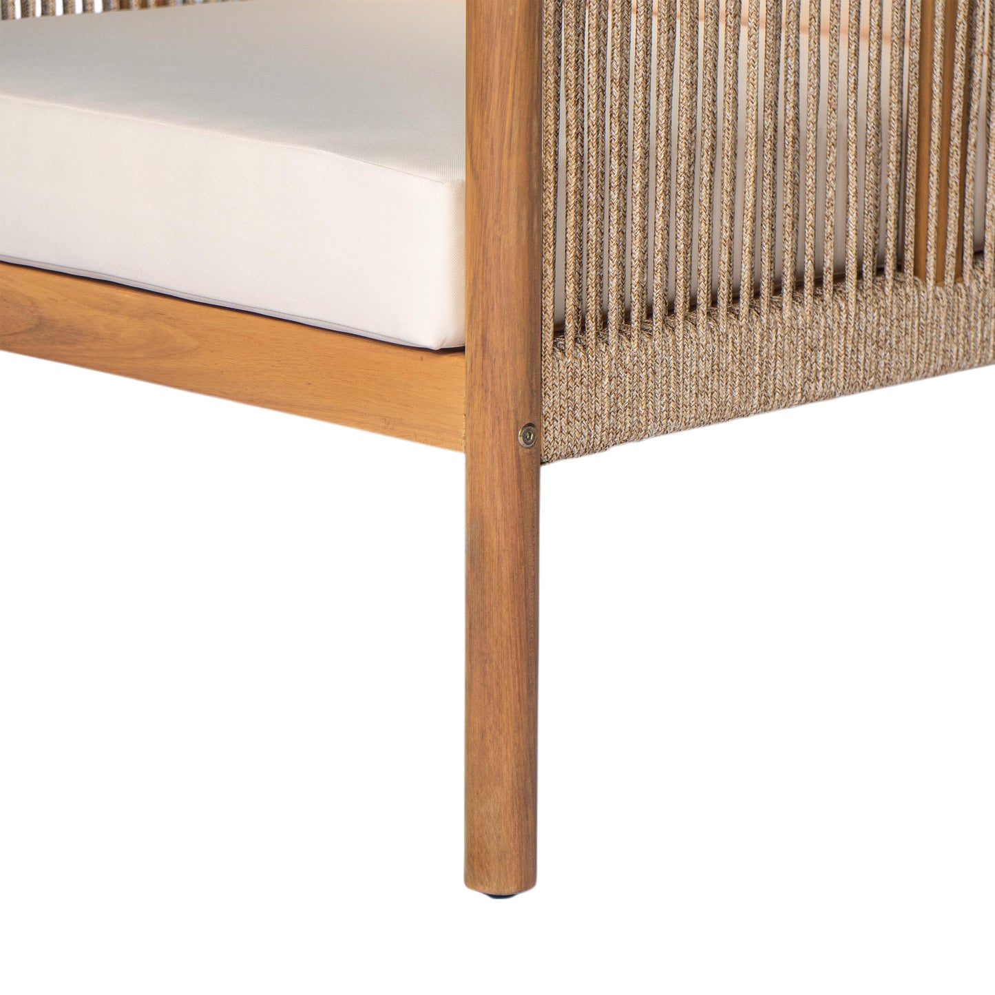 Outdoor Lounge Chair Solid Wood Teak Woven Polyester Cushion Set of 2