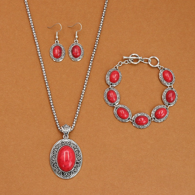 European And American Ethnic Bohemian Turquoise Necklace For Women