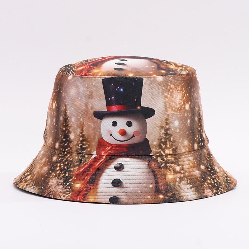 European And American Digital-print Bell-shaped Reindeer Bucket Hat