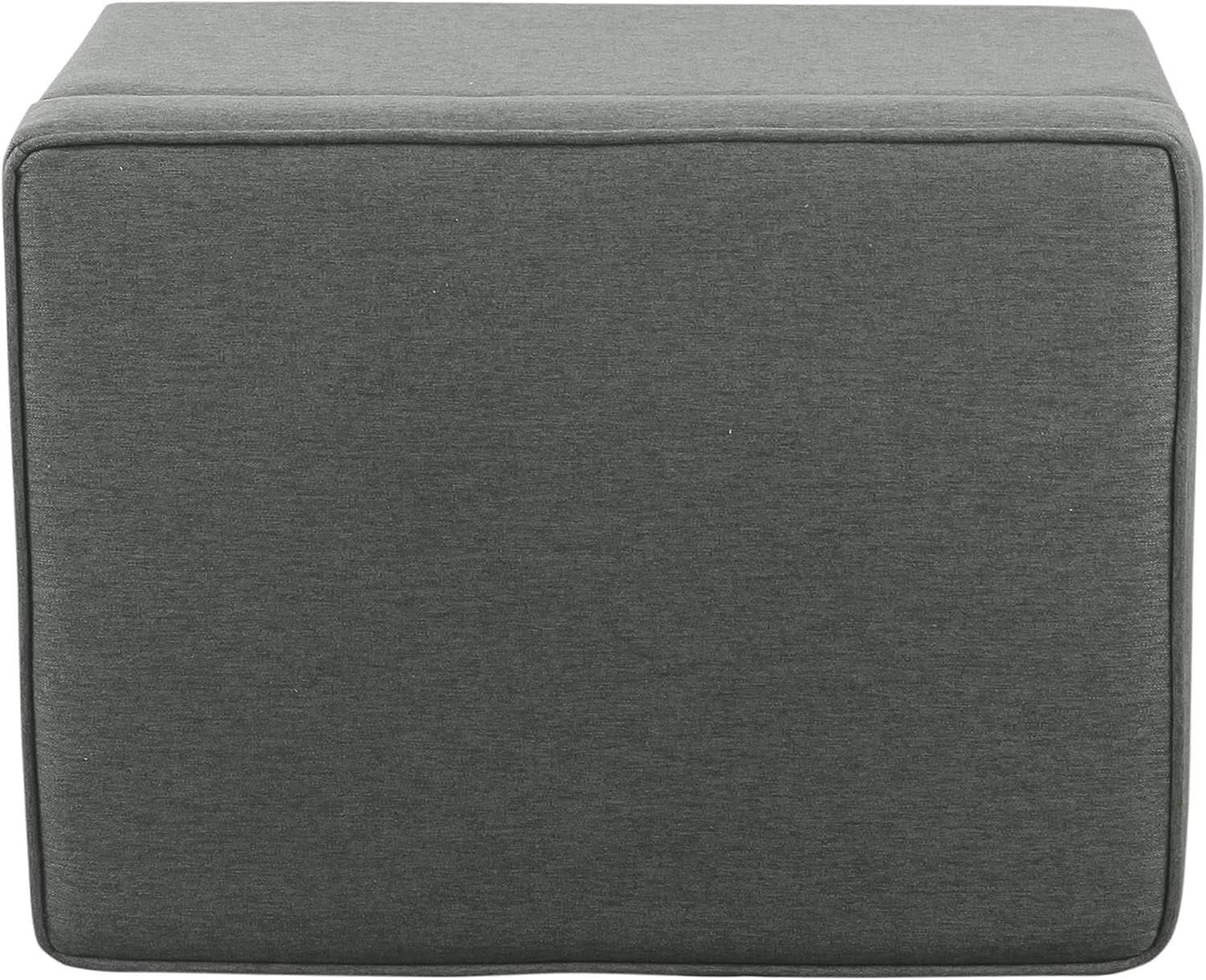 24 Inch Gray Fabric Hidden Storage Ottoman With Hinged Lid