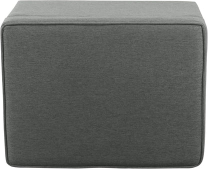 24 Inch Gray Fabric Hidden Storage Ottoman With Hinged Lid