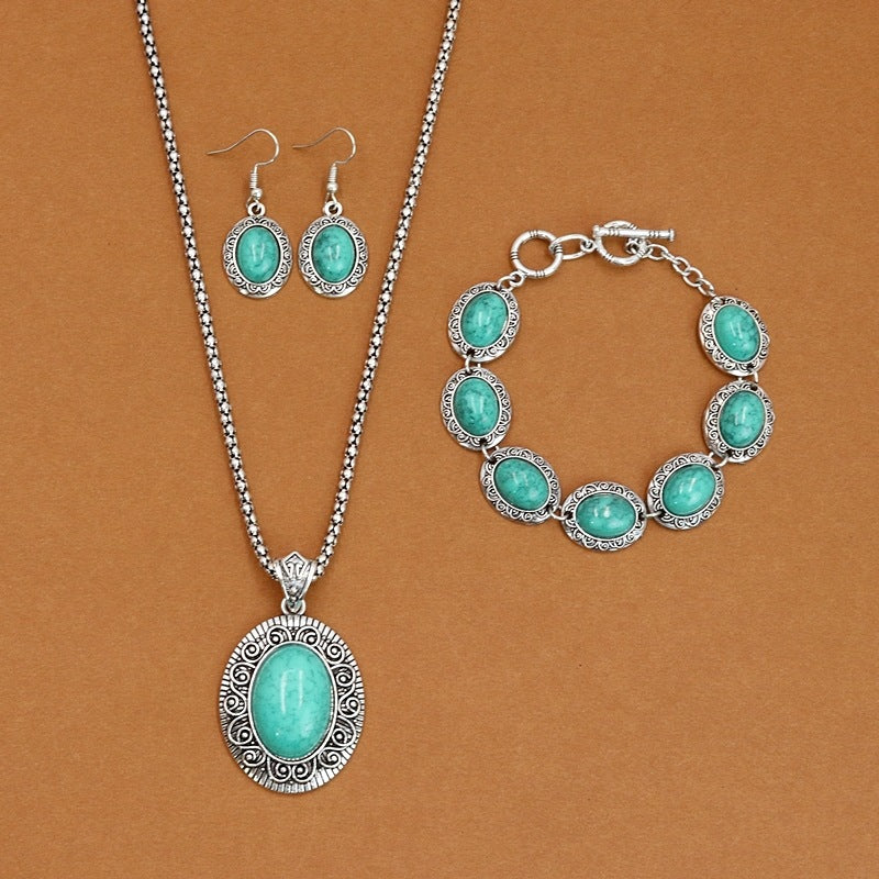 European And American Ethnic Bohemian Turquoise Necklace For Women