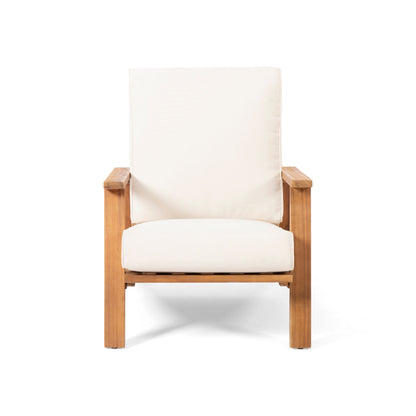Outdoor Lounge Chair Adirondack Acacia Wood Beige Cushion 400 LB