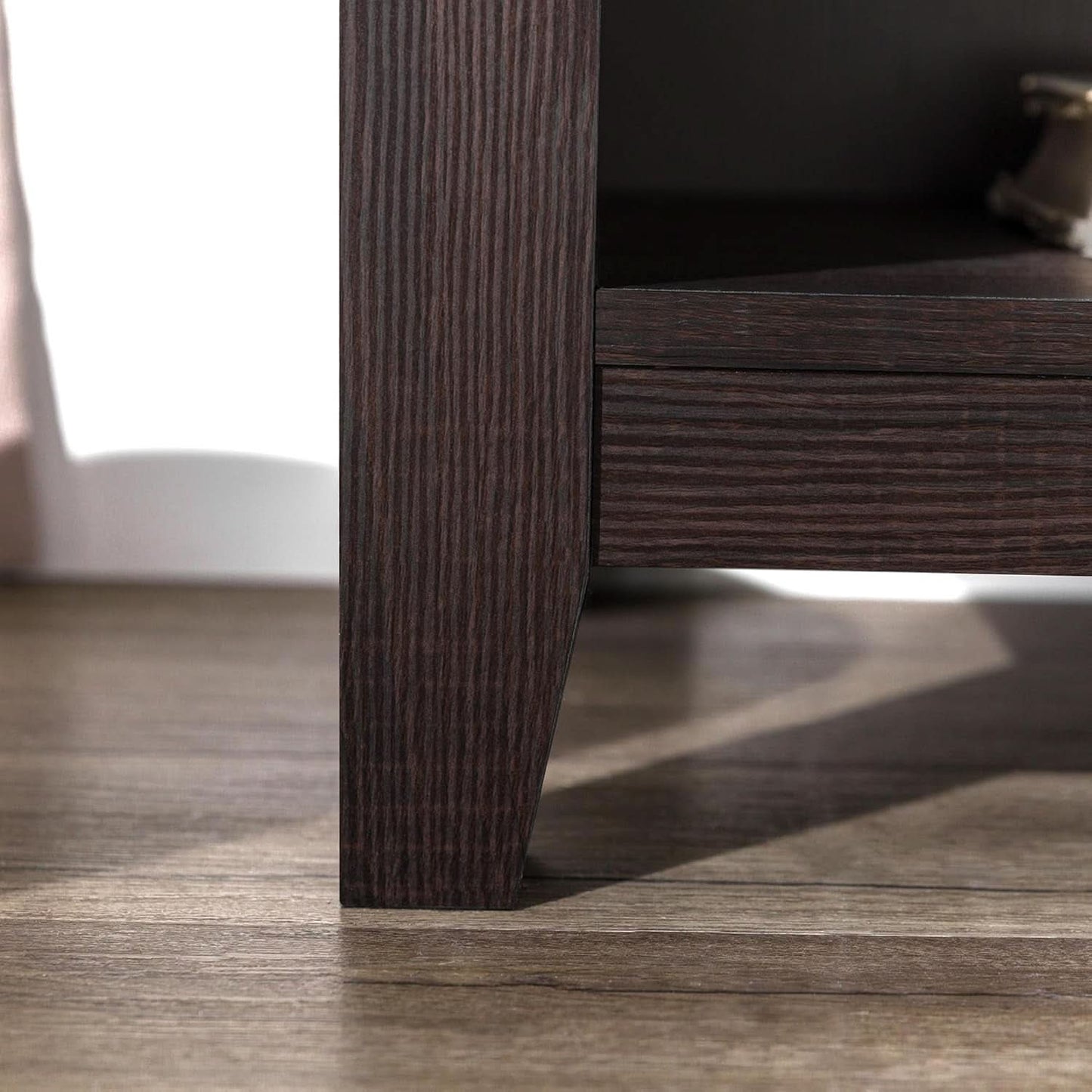 70 Inch TV Stand Espresso Finish With Adjustable Shelves