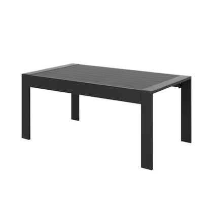 Outdoor Patio Set Aluminum Black Light Gray Olefin 5 Piece Seats 7