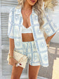 Devine Printed Collared Neck Half Sleeve Top and Shorts Set