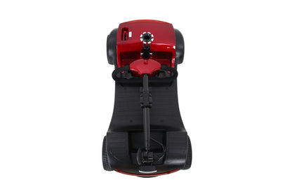 Mobility Scooter 4-Wheel Compact Metal Red 300 LB 10 Mile Rear Suspension