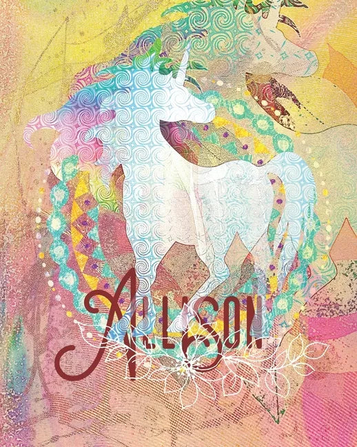 Allison: Colorful Rainbow Unicorn - 100 Pages 8"X10" Girl's Composition Wide Ruled Notebook - Paperback