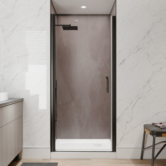 34-36 in. W x 72 in. H Pivot Frameless Shower Door, Matte Black, 1/4in Glass