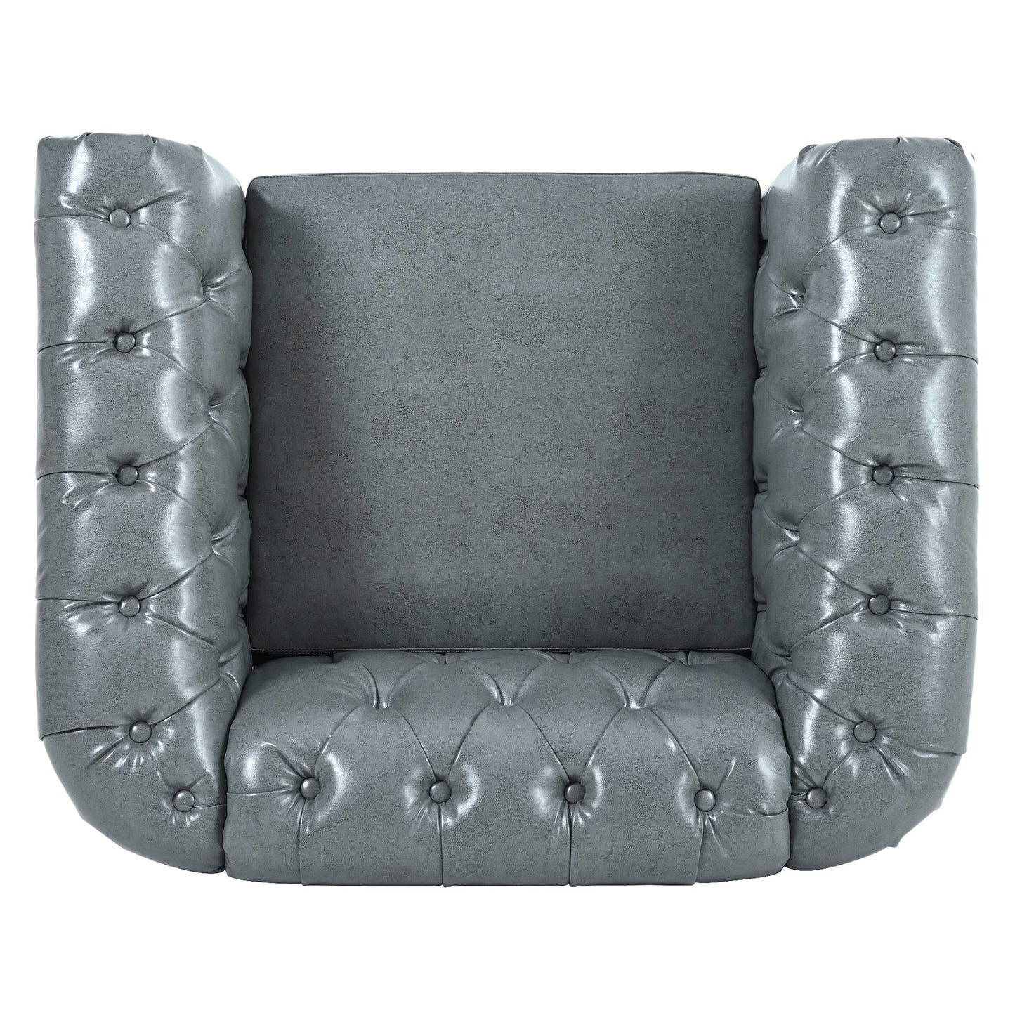 Accent Chair Contemporary PU Leather Gray Birch Legs 39x32x28 In 220 LB