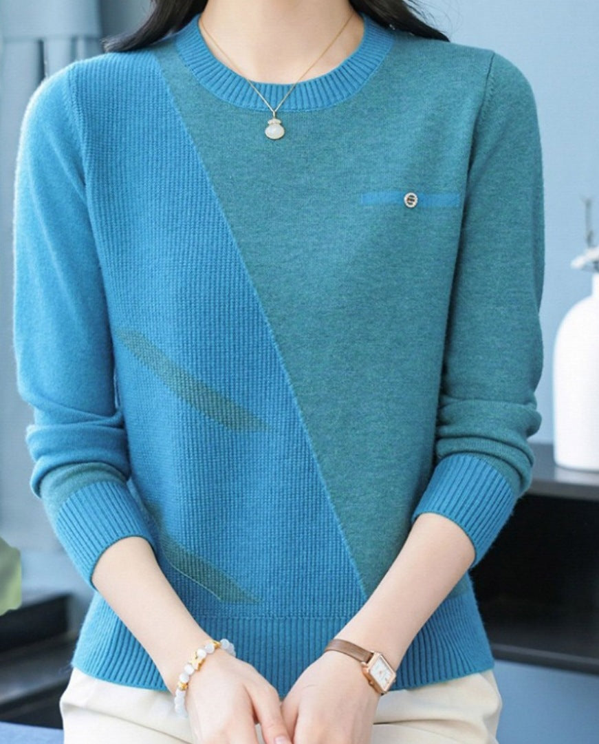Womens Crew-neck Pullover Knit Top