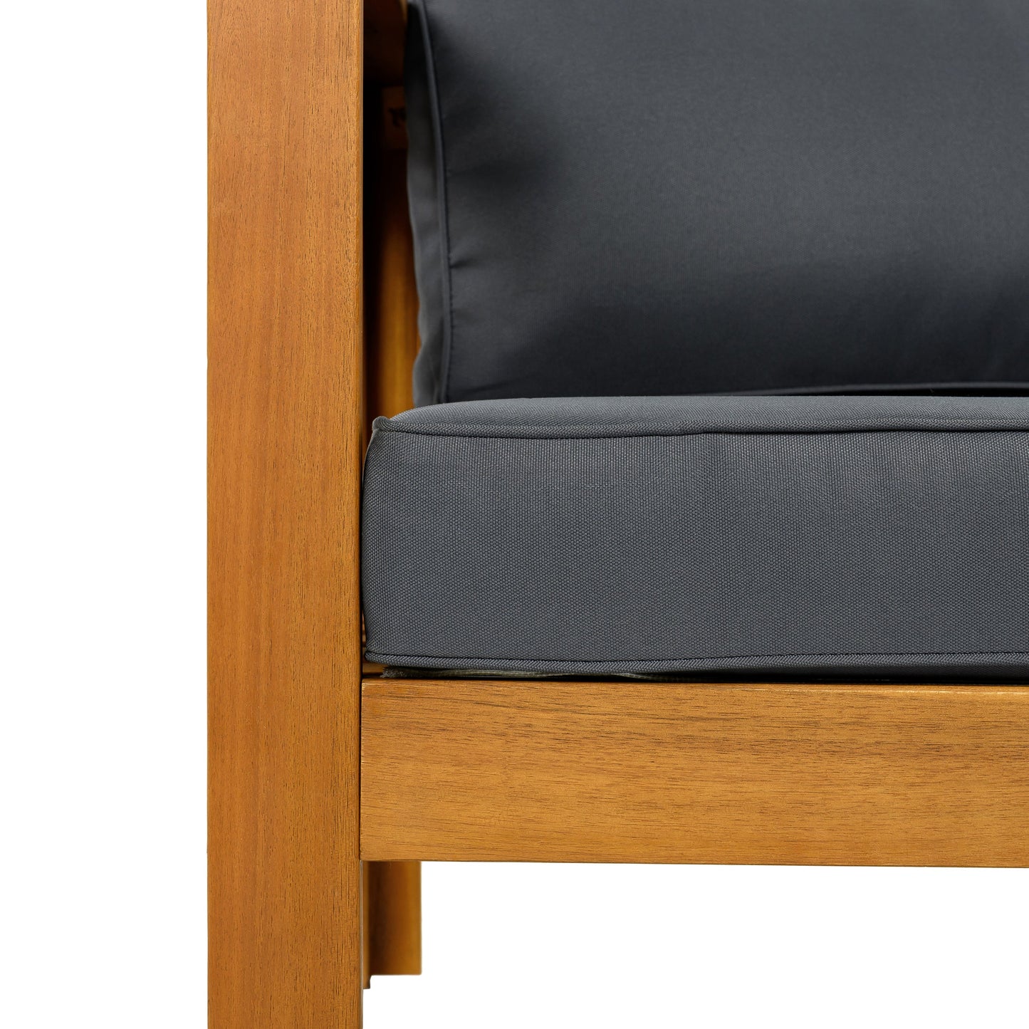 Outdoor Conversation Set Acacia Wood Teak Dark Gray Cushion 3 Piece