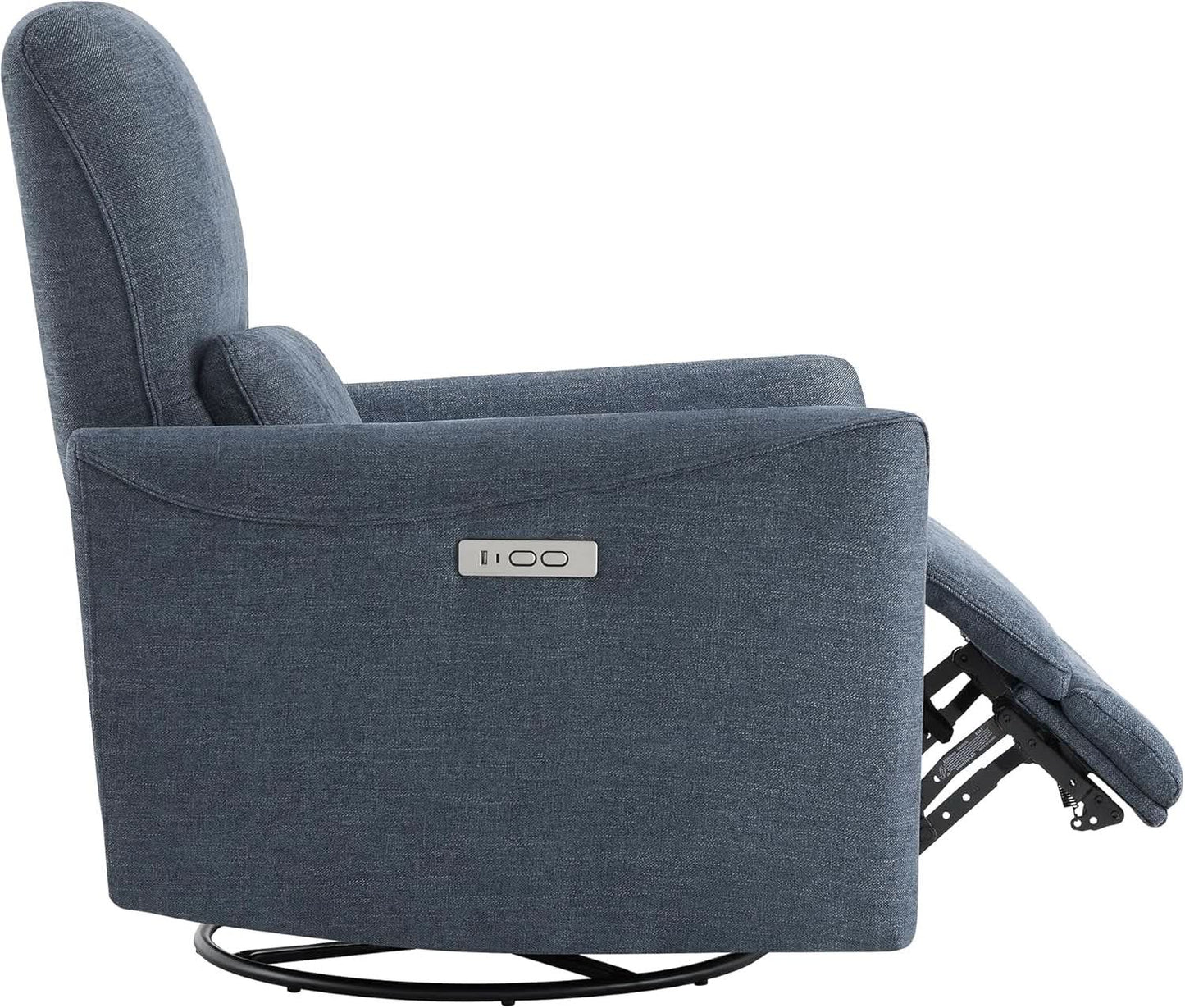 Ink Blue Power Swivel Glider Recliner With USB Charging