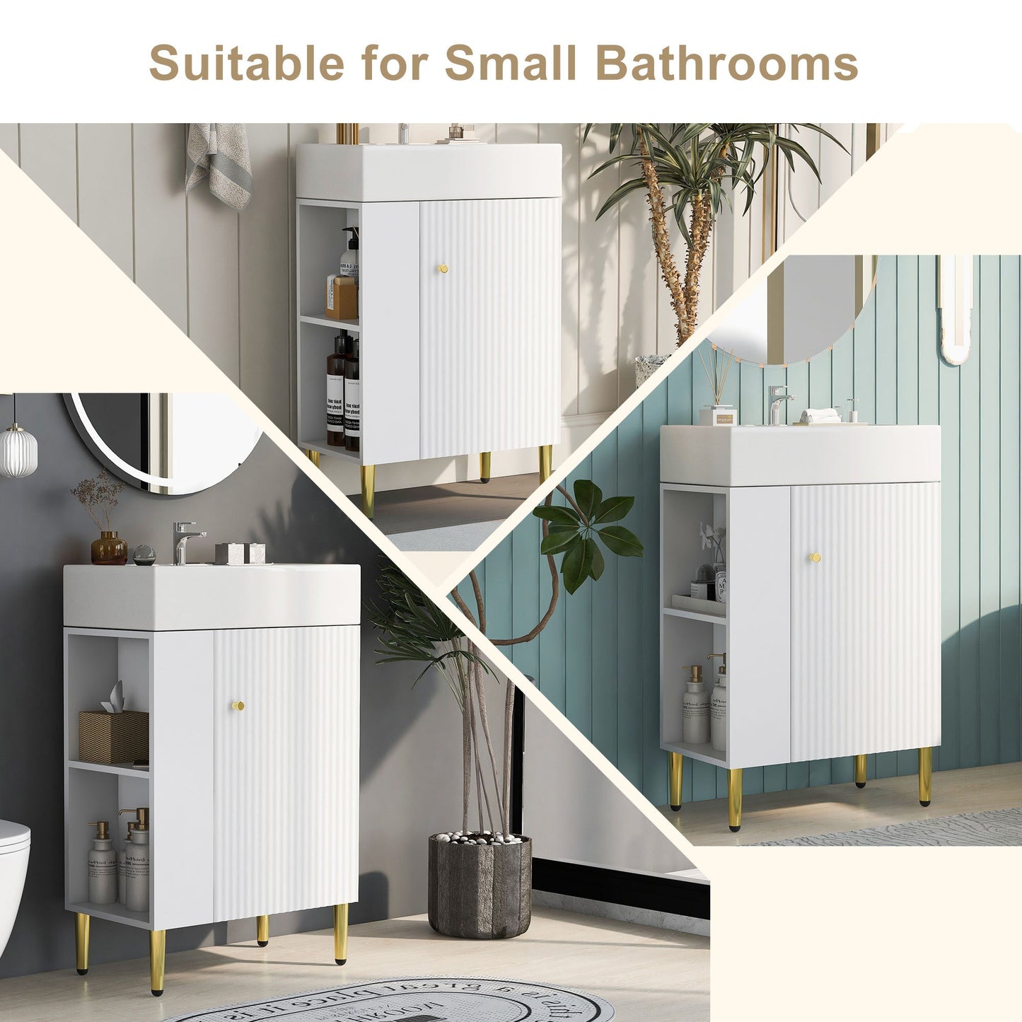 Amelia 21.6' Bathroom Vanity with Storage Cabinet, Single Ceramic Sink and Le...