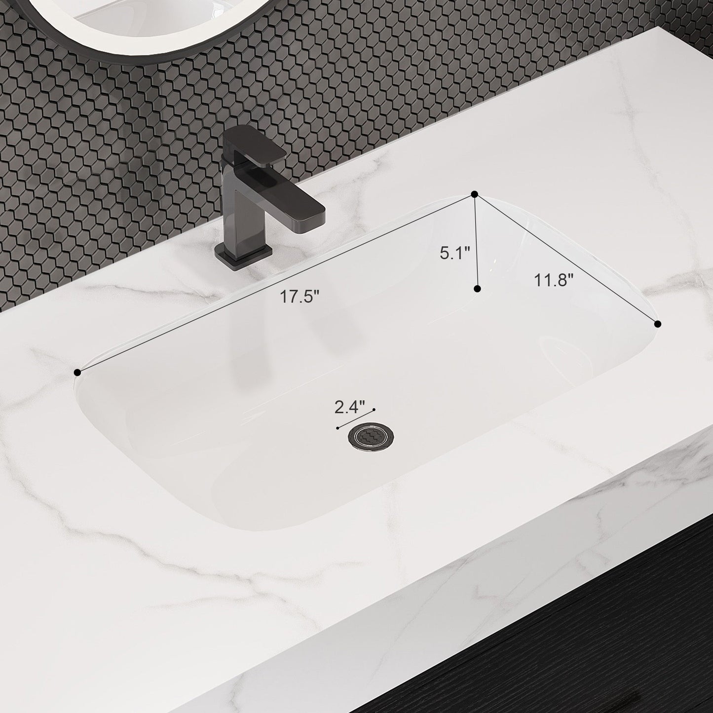 39.4' Floating Bathroom Vanity with Ceramic Sink, 2 Drawers and 2 Open Shelves