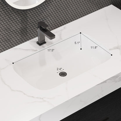 39.4' Floating Bathroom Vanity with Ceramic Sink, 2 Drawers and 2 Open Shelves