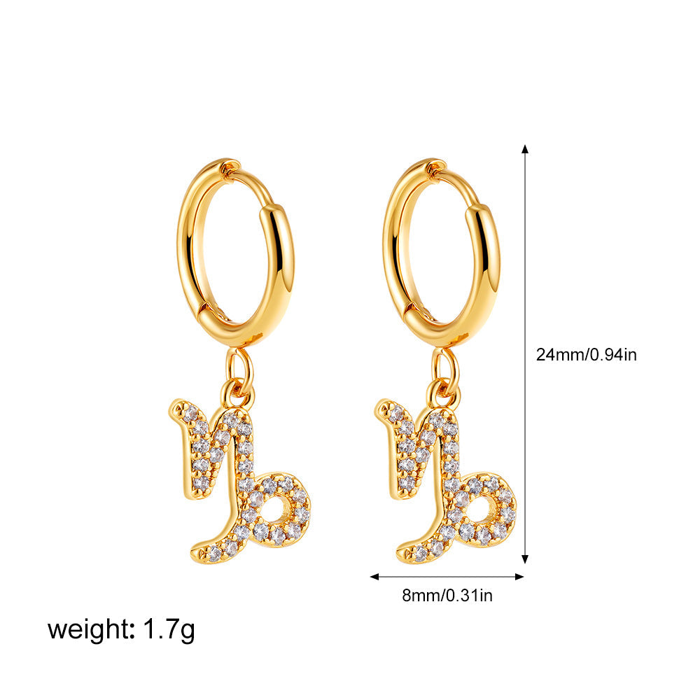 Zodiac Micro Paved Zircon Earrings