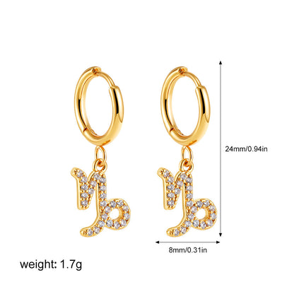 Zodiac Micro Paved Zircon Earrings