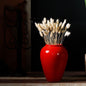 New Glossy Red Ceramic Living Room Decor Synthetic Flowers Vase