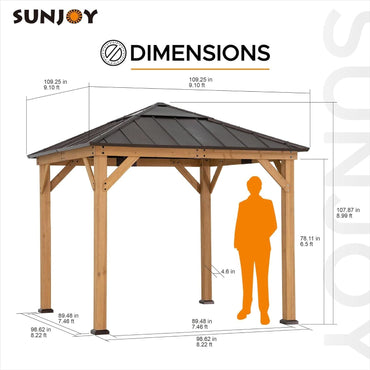 9x9 Cedar Framed Hardtop Gazebo Outdoor Patio Garden Shade