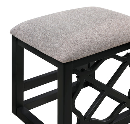 Desks and Stool Set 3pc Black Finish Rolling Desk with Casters, 2 Charging ports Home Office Furniture